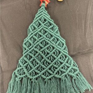Handcrafted Green Macramé Christmas Tree Wall Hanging